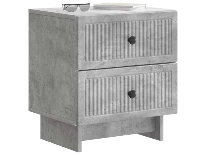 KTHLBRH Nachtschrank 2 Stück zementgrau 43 x 34,5 x 47,5 cm Technisches Holz, funktionelles Design, Vintage-Optik, viel Stauraum