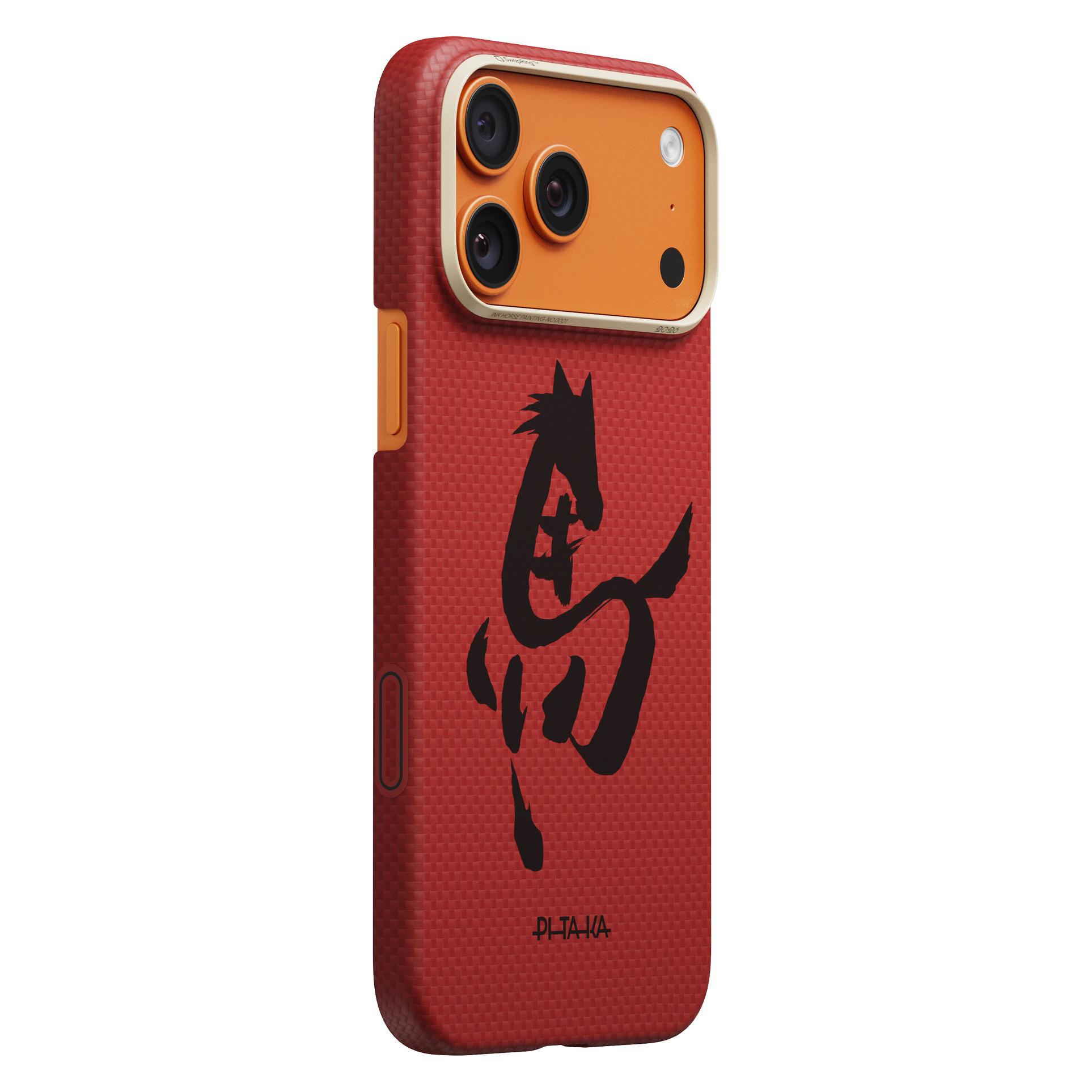 Pitaka Edge Case, Ink Horse Cinnabar - iPhone 17 Pro Max (Apple iPhone 17 Pro Max) (HR1703PM)