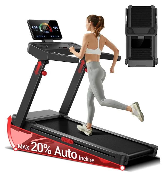 Laufband - L10 Elektrisches klappbares Laufband - 20 % Automatische Steigung - 14 km/h - 3,5-PS-Motor - Pulssensoren - Für Zuhause