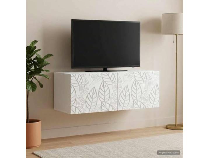 GKMBCVDFR Wandmontierter TV-Schrank 78,5 x 31 cm Weiß Holzwerkstoff Vintage-Design, wandmontiert, 90°-Scharniere, vielseitig, pflegeleicht, rechteckig