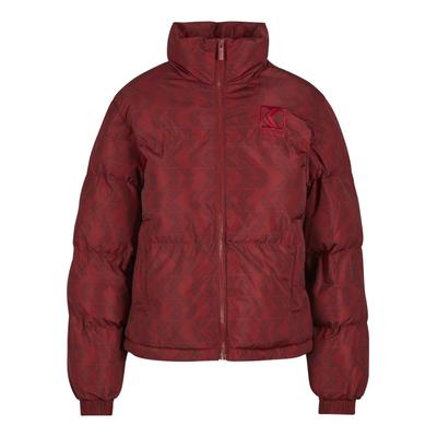 Winterjacke KARL KANI "Karl Kani Og Kani Puffer Jacket", Damen, Gr. XL, rot, dunkelrot, 100% Polyester, mehrfarbig, normal, amerikanischer Ausschnitt, Jacken Winterjacke