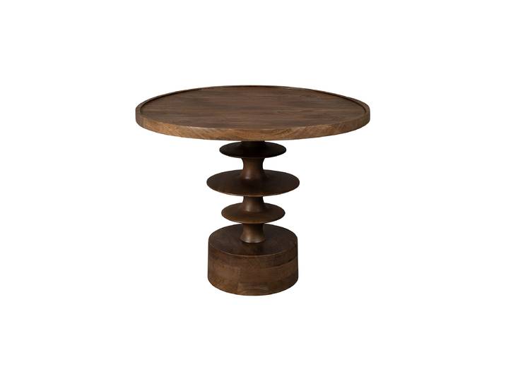 Design Beistelltisch „Cath Walnut“ Mangoholz Dunkelbraun Ø 66 x 50 cm Dutchbone