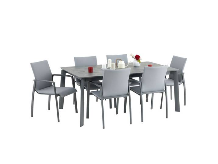 GARTENMÖBEL SET VERANO 7er Set grau/schwarz