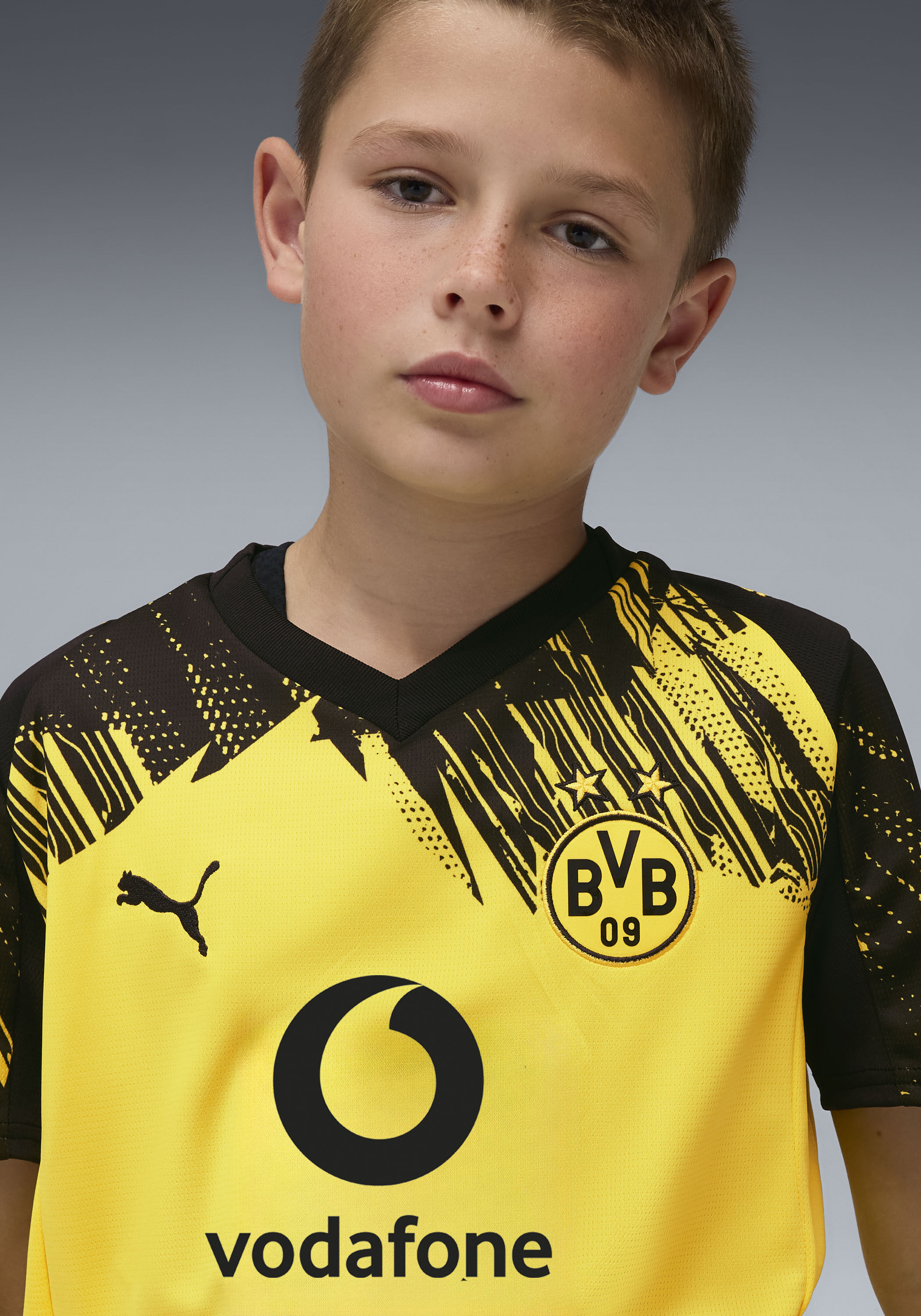 Fußballtrikot PUMA "BVB HOME JERSEY REPLICA JR WITH SPONSOR", Kinder, Gr. 164, gelb (faster gelb, puma schwarz), Web, Obermaterial: 100% Polyester, regular fit, Trikots Fußballtrikot, für Fußball, aus Polyester, ohne Kapuze, sportlicher Stil