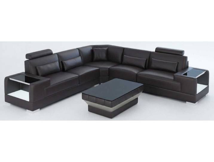 Xlmoebel Ecksofa Schwarzes Ecksofa L Form Wohnzimmer Wohnlandschaft Couchtisch Modern, 2 Teile, Ecksofa mit Couchtisch