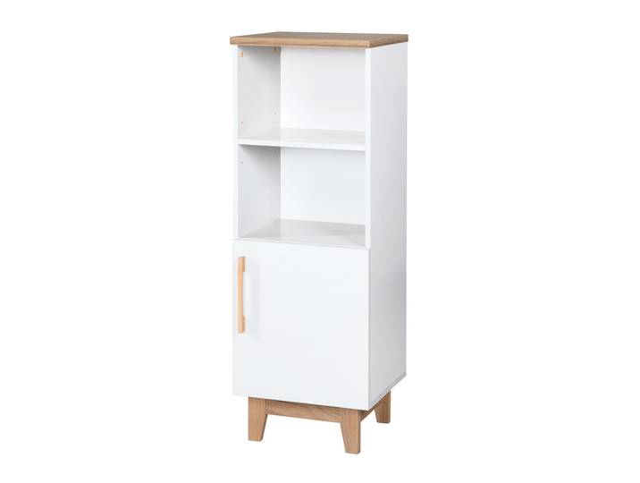 Standregal 'Finn', Holzregal für Baby-/Kinderzimmer, Soft-Close-Technik, weiß/ Goldeiche