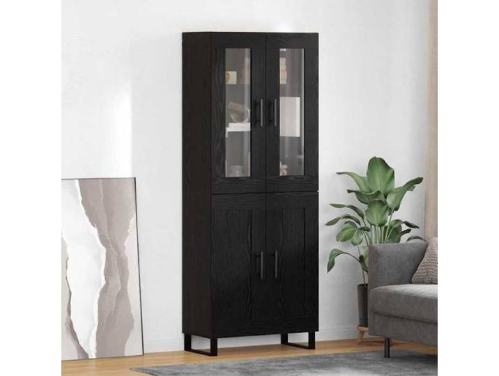 Moderne Haut Armoire - Commode/Buffet Haut contemporain - 2 pcs Chêne noir Bois Aggloméré et Verre@FR(618925）