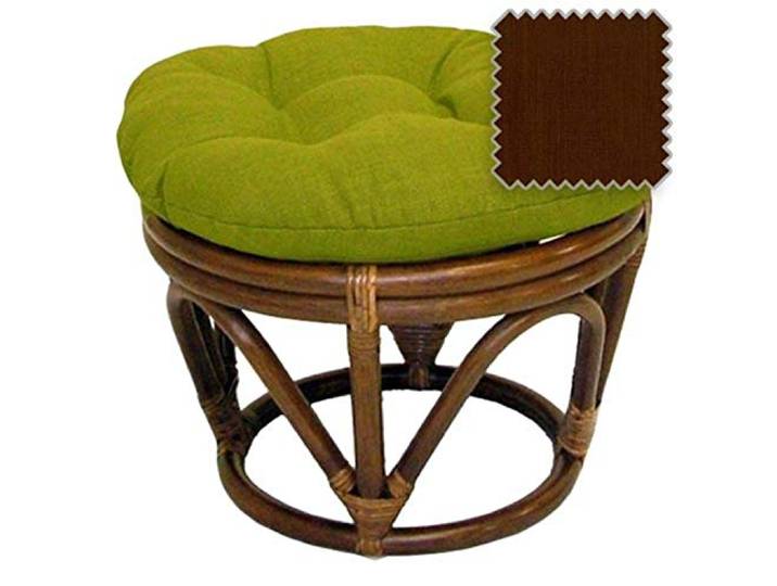 International Wohnmobil-Ottomane aus Rattan, mit Textilkissen, Holz, 35,6 x 45,7 x 45,7 cm
