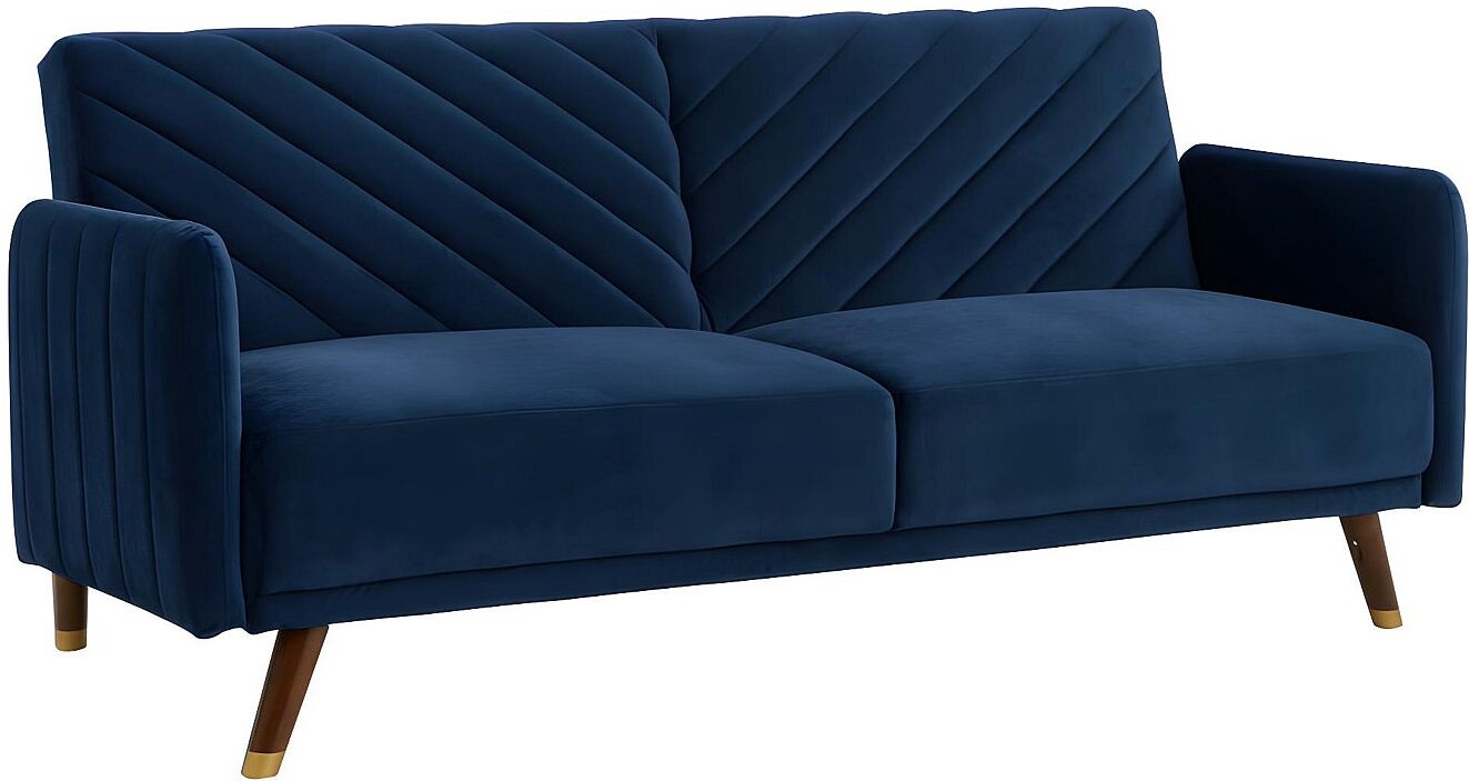 Vente-unique Driezitsbedbank van fluweel JORIS - Blauw