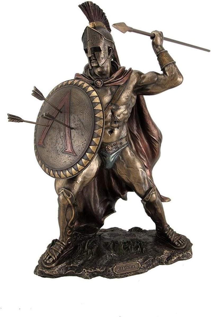 Griekse Krijger Standbeeld Spartaanse Koning Historische Decoratie Brons Hoogte: 32 cm