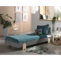 Modulo Einzelbett/Stapelbett 90 x 200 cm Liegefläche, grau lackiert, versch. Ausführungen