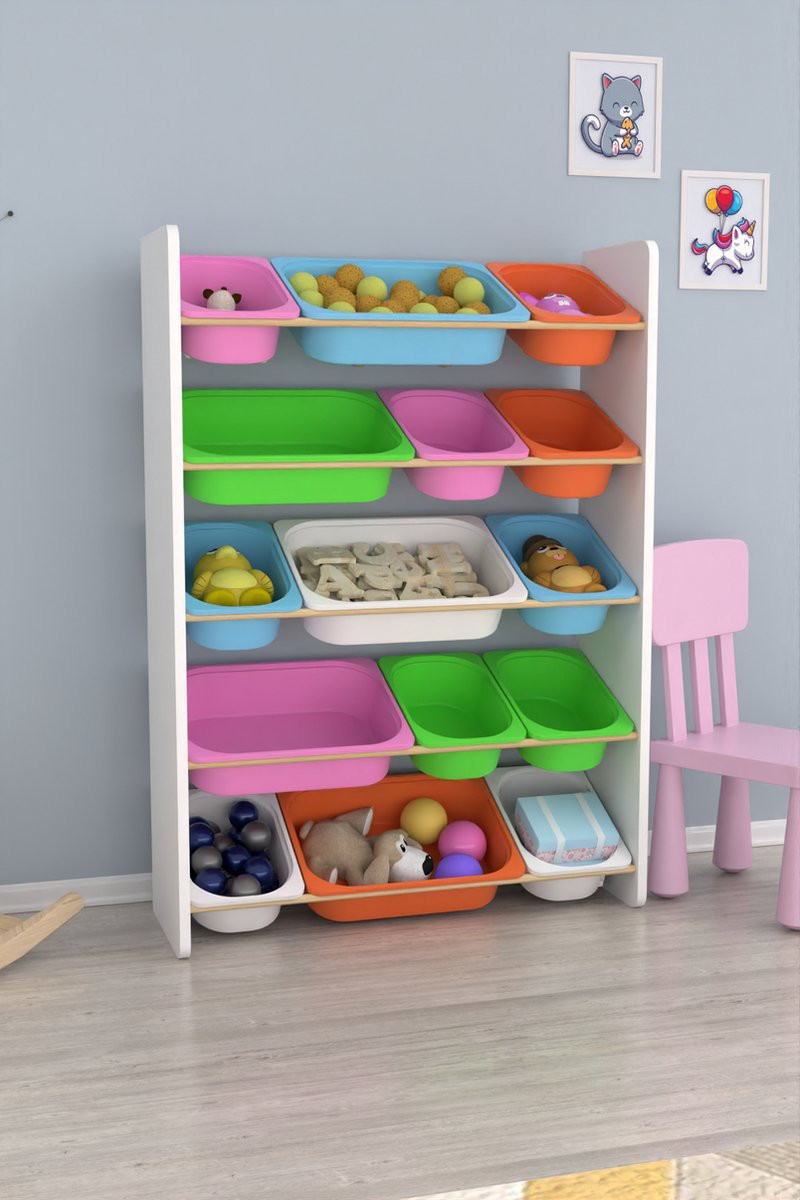 Soof & Tess Kinderkast opbergkast met kisten - Gekleurd
