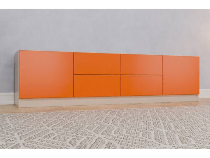 Büro Sideboard nach Maß - RAL 2008 Hellrotorange - 52x200x42cm - Individuell konfigurieren