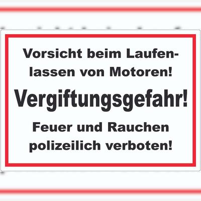 HB-Druck Vorsicht beim laufen lassen von Motoren Aufkleber A4 (210x297mm)