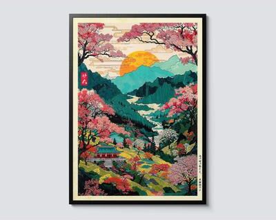Inspire Essentials Mount Fuji Great Wave Canvas Wall Art Japanese Landscape Poster For Home Decor 13 19.69 X 29.53 In