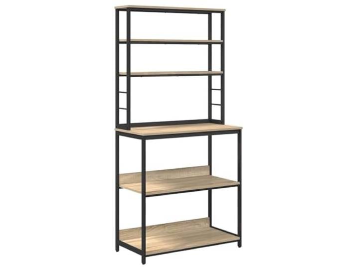 GFMGUEMV Industrieregal Holzwerkstoff 80 x 40 x 168 cm, rechteckiges Küchenregal mit Stahlrahmen, freistehendes Regal für Küche und Essbereich, Abriebfeste Regalböden, einfache Pflege