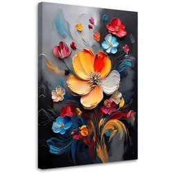 WANDBILD bunt bemalte blumen