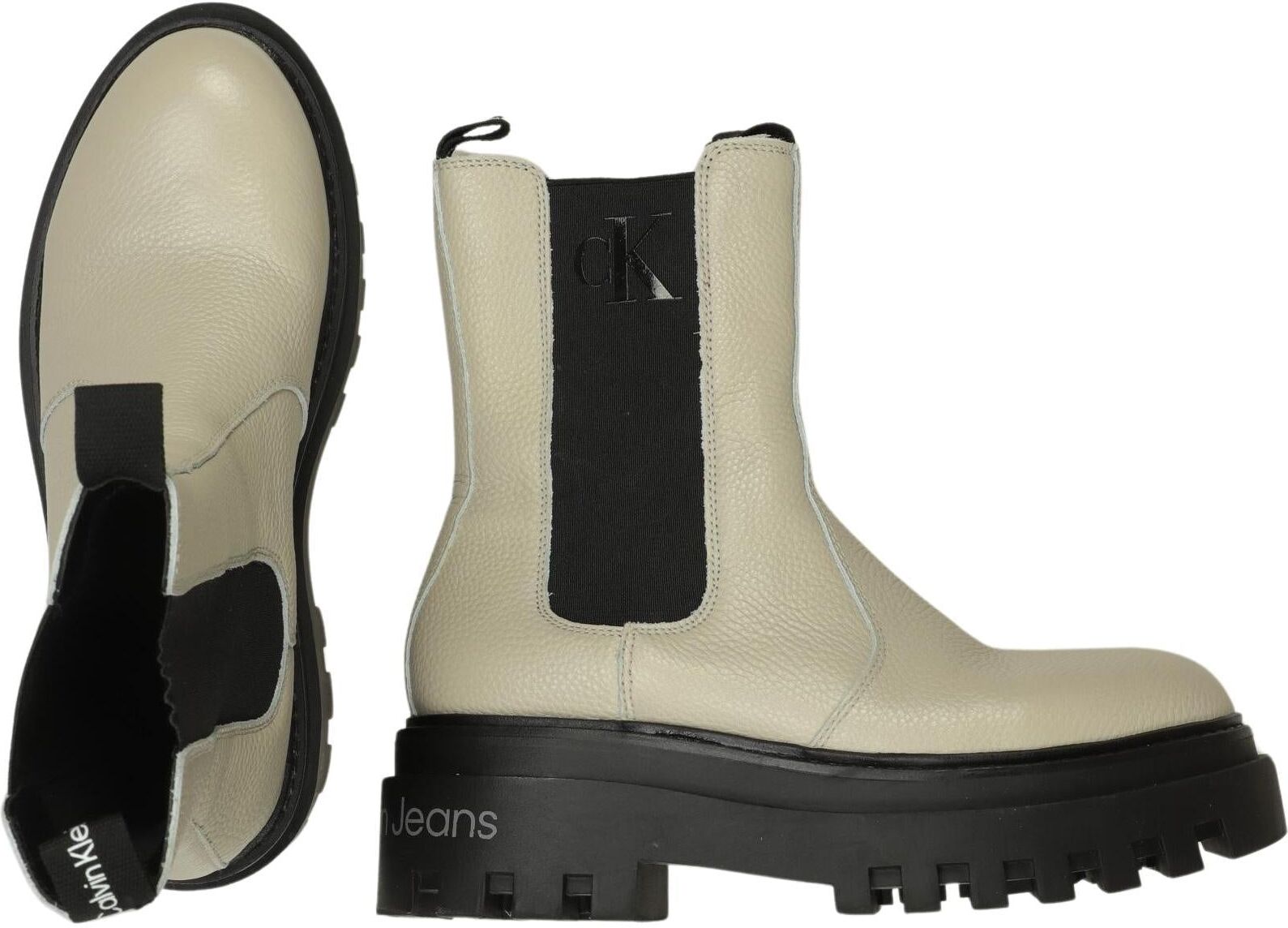 Calvin Klein Jeans Damen Stiefel, Beige, Gr. EU 37, Leder - Second Hand