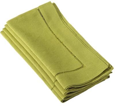 Saro Lifestyle Hemstitched Linen Dinner Napkins (Set of 4)
