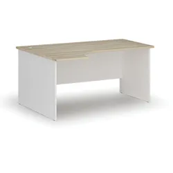 Büro-Eckschreibtisch PRIMO WHITE, 160x120 cm, links, Eiche weiß/natur
