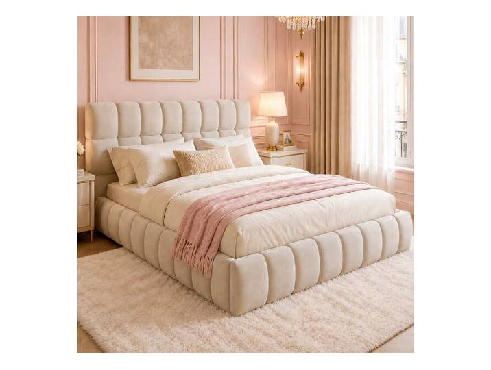 MODFU Polsterbett Doppelbett mit gepolsterter Umrandung und weicher Rückenlehne (für Schlafzimmer, Jugendzimmer & Gästezimmer, Funktionsbett Jugendbett 140x190 cm), ohne Matratze