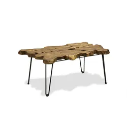 skandeko Quadratischer Couchtisch aus recyceltem Holz, 80 x 80 x 45 cm