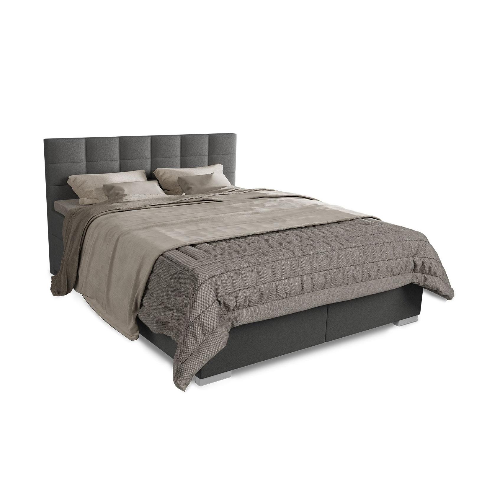Juskys Boxspringbett Seattle 180x200cm - weicher Malmo-Stoff, komfortable Einstiegshöhe - Hellgrau