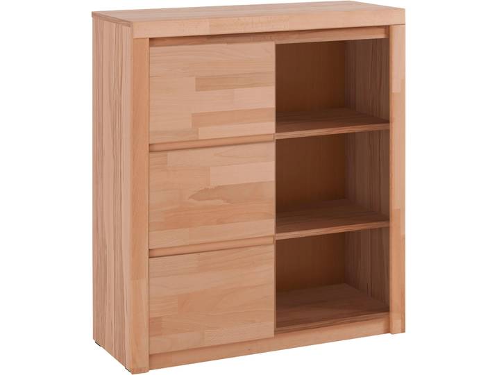 Highboard GOODPRODUCT Silkeborg , beige (kernbuche teilmassiv), B:90cm H:100cm T:35cm, Holz teilmassiv, Sideboards, Highboard, Breite 90 cm