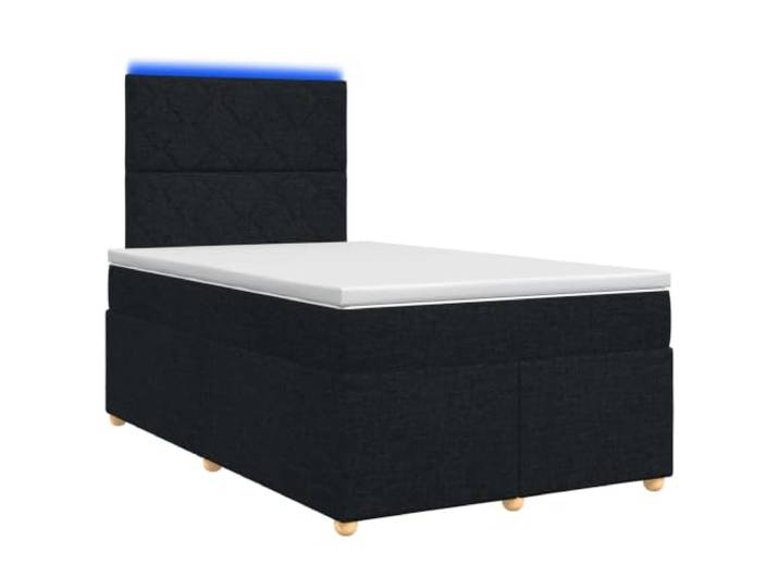 KTHLBRH Boxspringbett mit Matratze schwarz 120 x 190 cm Stoff Verstellbares Kopfteil aus Kiefer, mit mehrfarbigen LED-Lichtern, mittelfeste Matratze, waschbarer Bezug