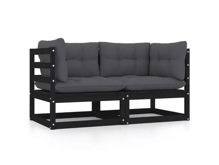 VidaXL - 2-sitzer-sofa kiefernholz, One Size, Schwarz