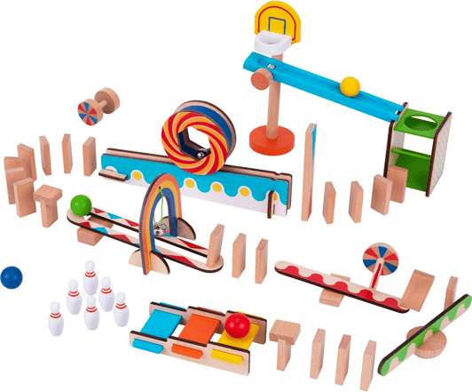 Tooky Toys Tooky Toy's Wooden Domino Run - 27 Pieces for Kids Aged 3 and Above