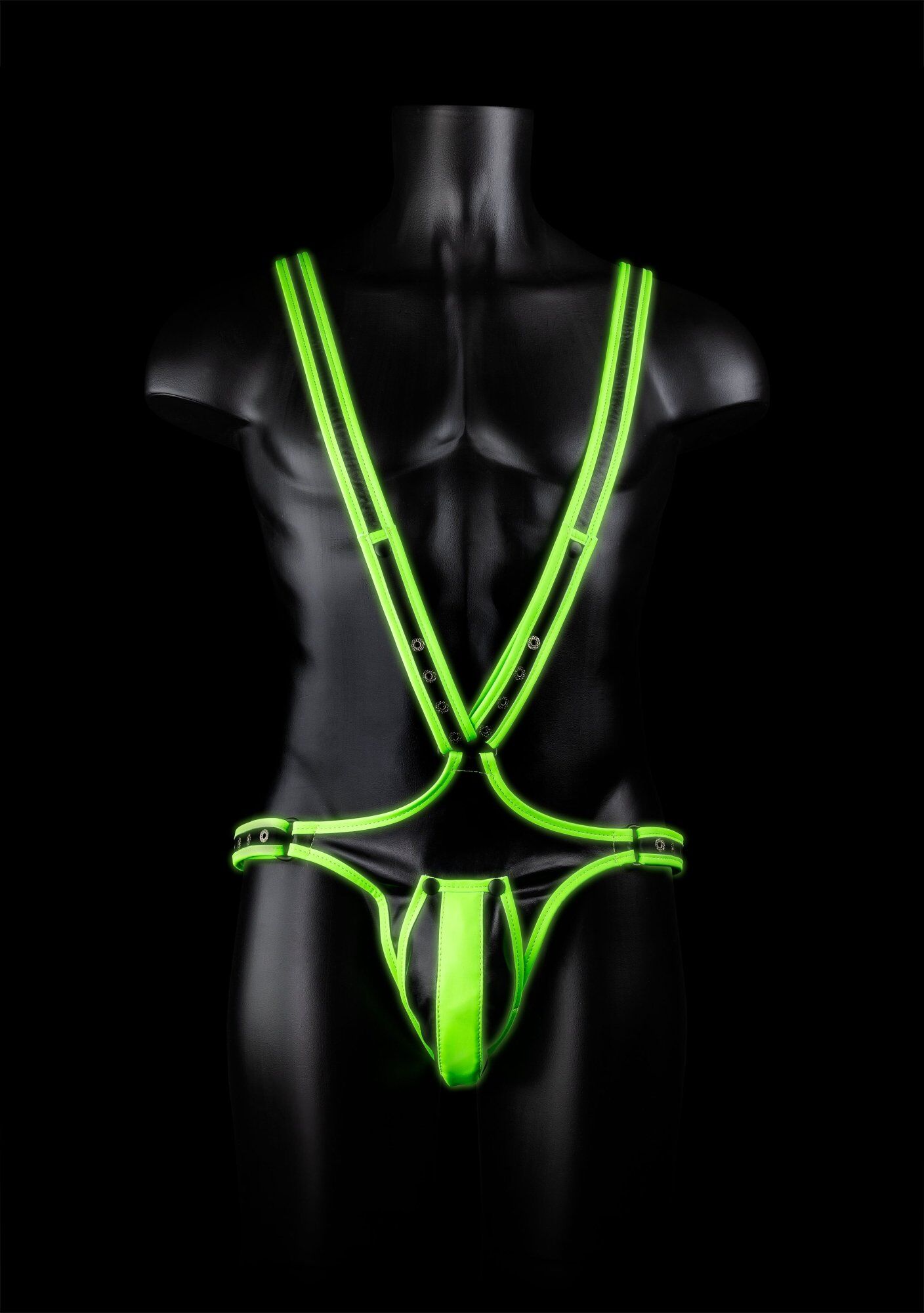 Ouch Fluo Full Body Homme Harnais - Neon Green/Black