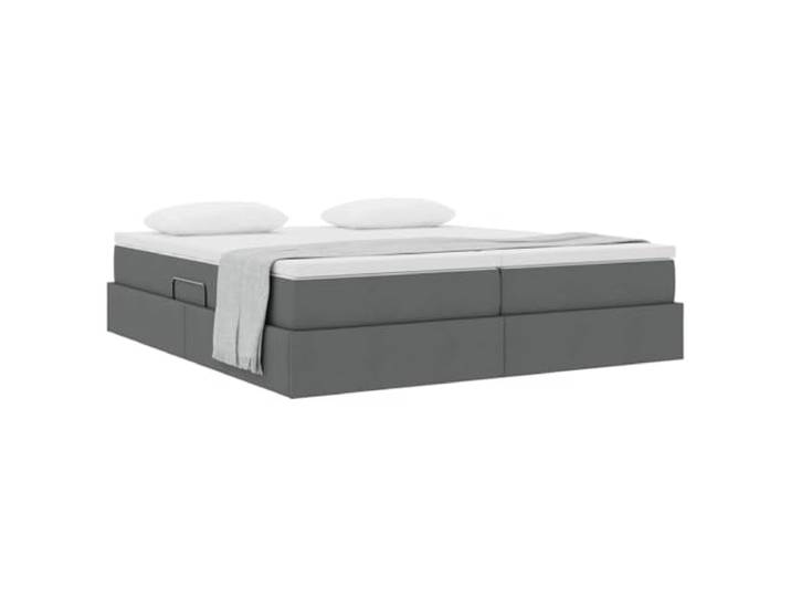 KTHLBRH Boxspringbett mit Matratze, Dunkelgrau, 180 x 200 cm Hydraulisches Heben, Metallrahmen, mittlere Festigkeit, 280 kg Kapazität