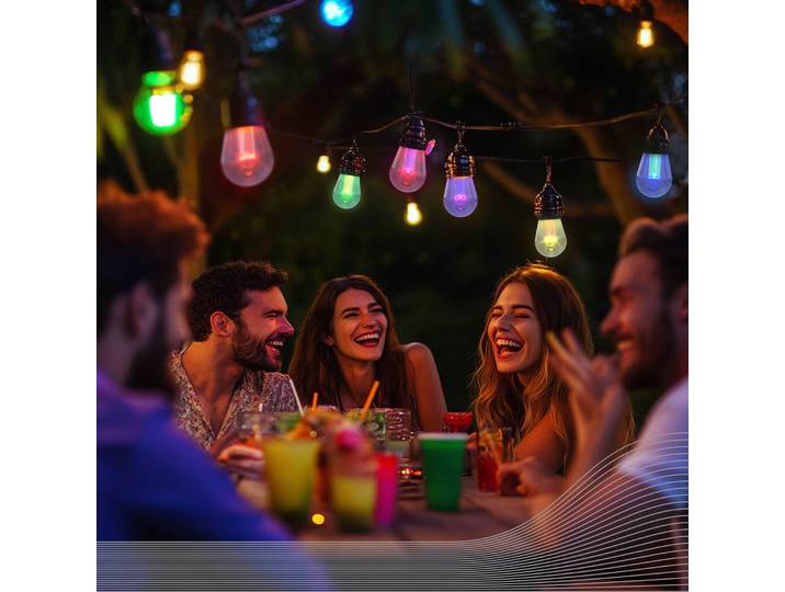 Calex LED lichtketting Vibey, lengte 10 m, afstandsbediening, RGBIC, CCT Vibey, zwart, Kunststof