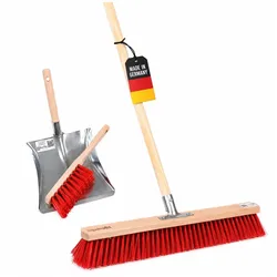 Profi- Kehrbesen Set Kehrset Besen 50cm Kunststoff rot Stiel Handfeger Feger Straßenbesen Kehrgarnitur