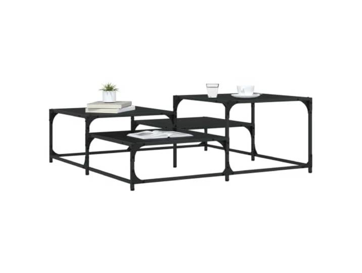 vidaXL Couchtisch Schwarz Eichen-Optik 107 x 107 x 40 cm Holzwerkstoff Die Oberfläche aus Holzwerkstoff weist eine glatte Textur auf, Der pulverbeschichtete Stahlrahmen bietet stabilen Halt, Der