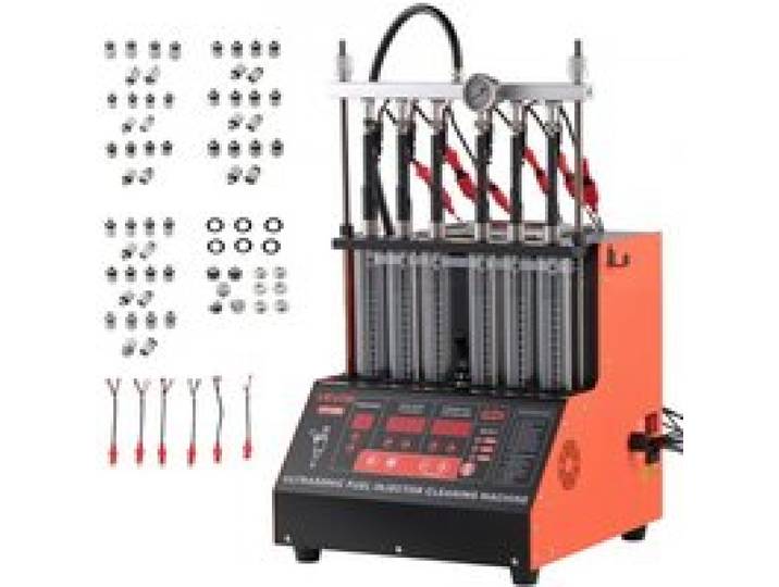 VEVOR Nettoyeur et Testeur d’Injecteurs Essence avec 9 Modes de Test, Banc de Test et de Nettoyage d'Injecteurs par Ultrasons à 6 Cylindres, pour Voiture Atelier, Compatible avec EFI/FSI/GDI