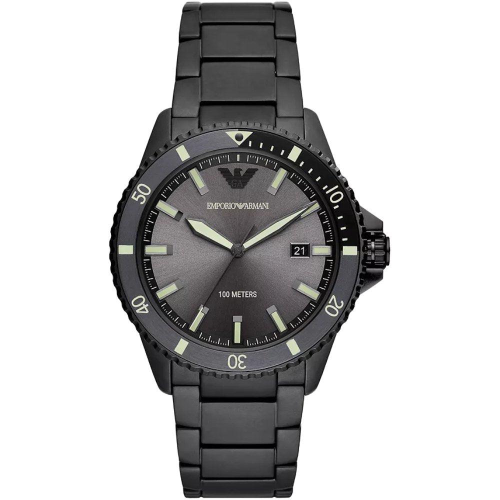 Emporio Armani AR11398 Herren Dreihand-Datum Uhr in Schwarz