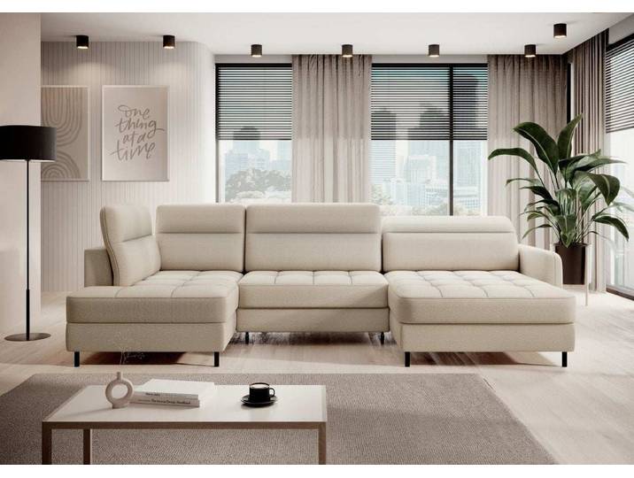 Sofa Belinda mit Schlaf- und Klappfunktion - Beige - Rechts - Luxusbetten24