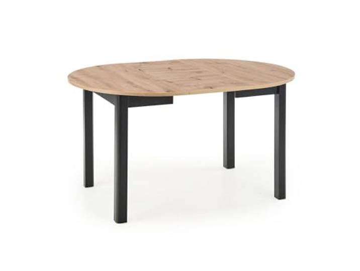 designimpex Design Esstisch rund HA-400 ausziehbar Tisch Esstisch 102-142cm, Farbe:Eiche Artisan - Schwarz matt