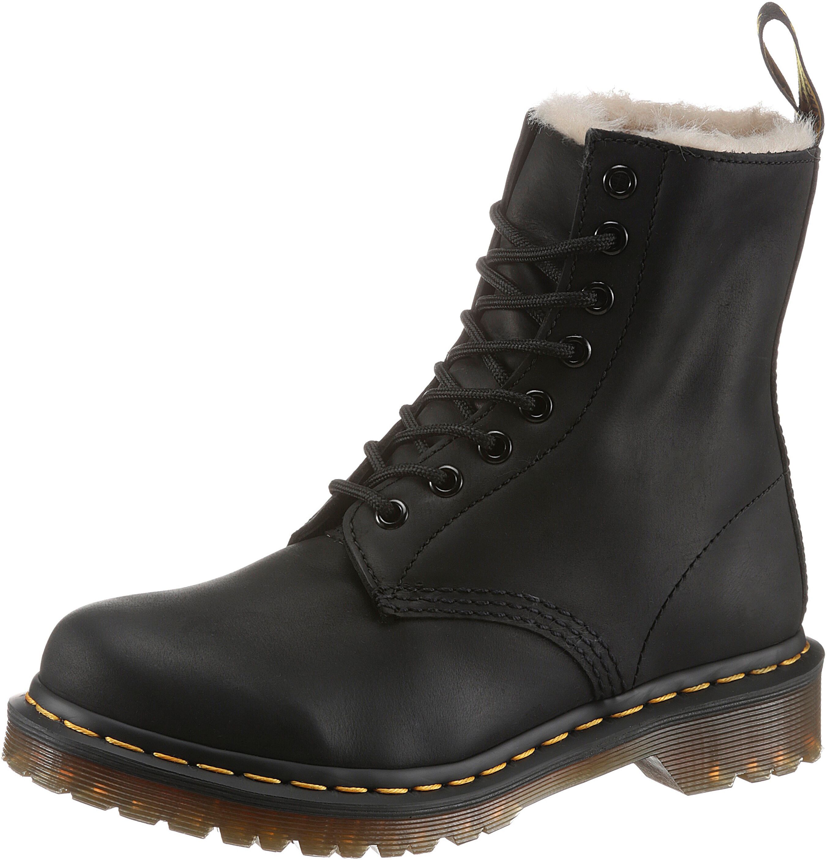 Schnürboots DR. MARTENS "1460 Serena", Damen, Gr. 37, wärmend, schwarz, Leder, unifarben, Schuhe Schnürboots, Chunky Boots, Plateau Schuh, Boots mit Warmfutterausstattung, Topseller