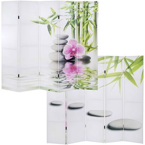 Mendler Paravent T234 Kho Samui, innen, 5-teilig, aus Holz / Stoff, Foto-Paravent, 200 x 180 cm