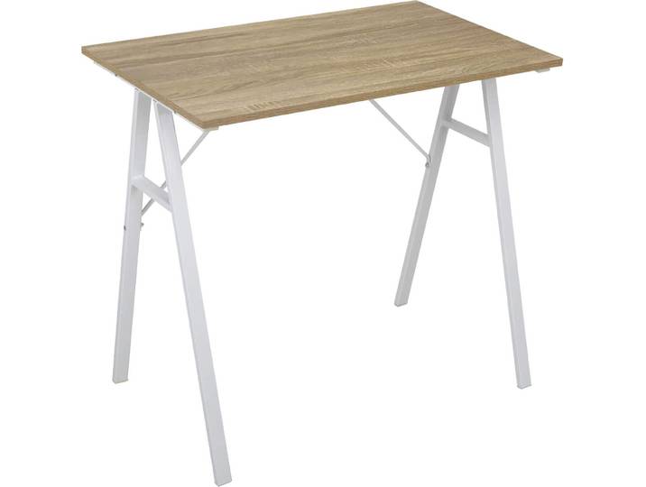 Rebecca Mobili Bureau en fibre de bois et acier\, blanc et beige