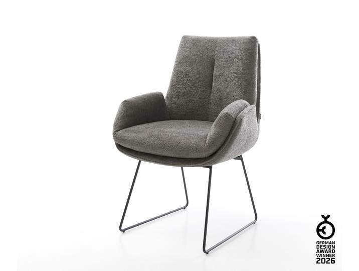 Esszimmerstuhl Clea-Flex Bouclé Soft Schlamm Kufengestell Schwarz, Esszimmerstühle