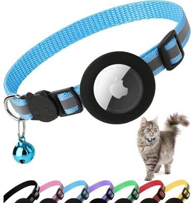 Inspired Living SafeTrack Reflective AirTag Cat Collar With Breakaway Buckle & Bell b