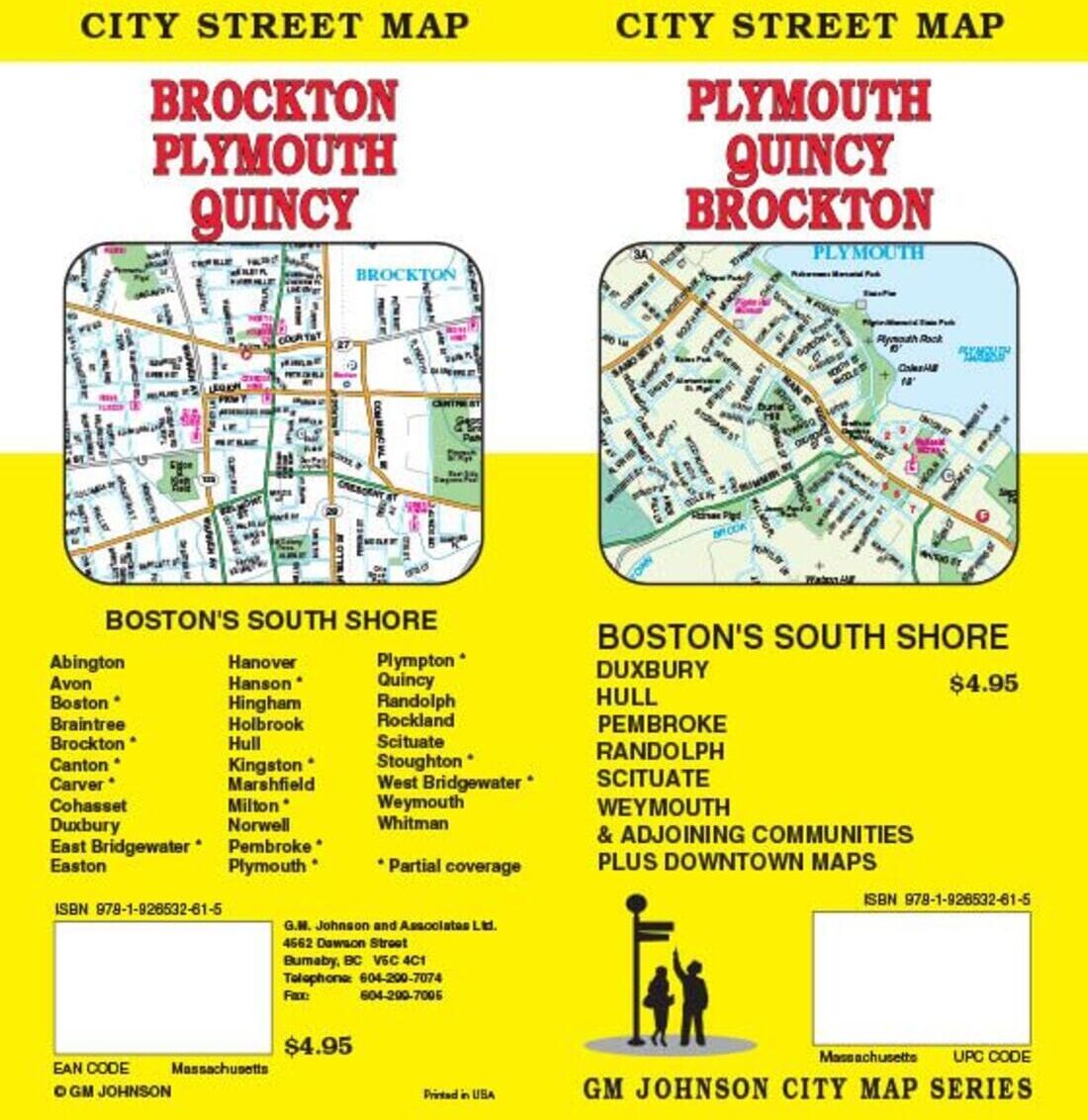 Plymouth : Quincy : Brockton : plan des rues de la ville = Brockton : Plymouth : Quincy : plan de ville   GM Johnson