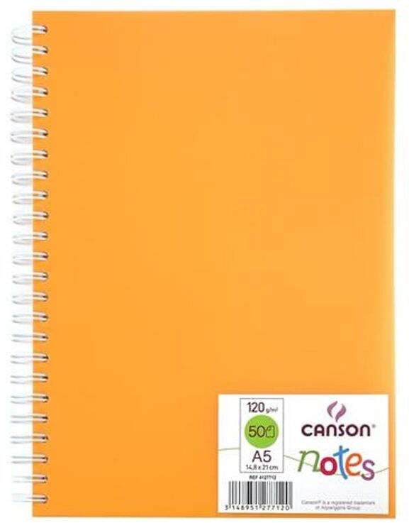 Carnet Notes Canson 50 feuilles A5 120 g Orange