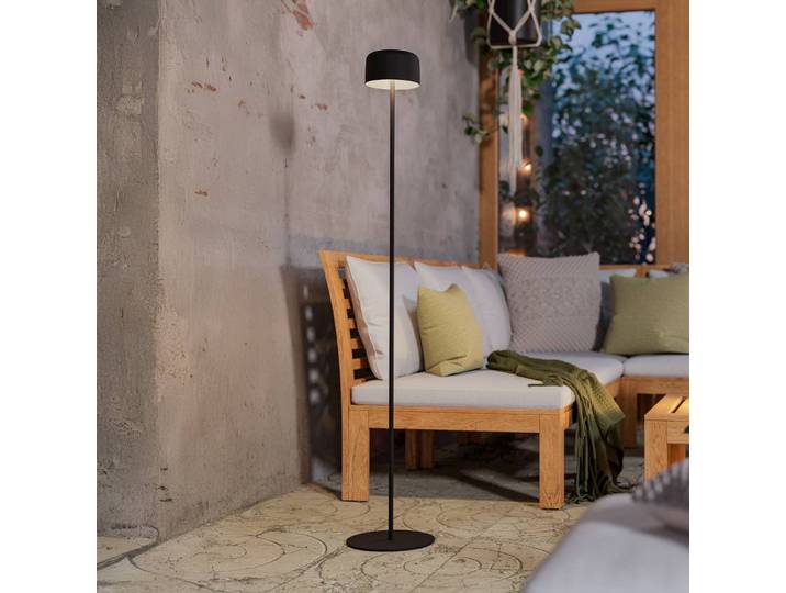 EGLO Solar-LED-Terrassenlampe Roccanova-L, schwarz, Höhe 120 cm Roccanova-L, schwarz, Metall, Modern