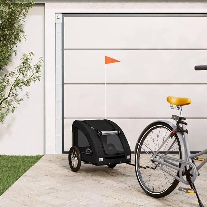 Fahrradanhänger Hunde Schwarz Oxford-Gewebe und Eisen, Fahrrad Anhänger, Lastenanhänger, Handwagen, Fahrrad-lastenanhänger, Lastenfahrrad - 93961