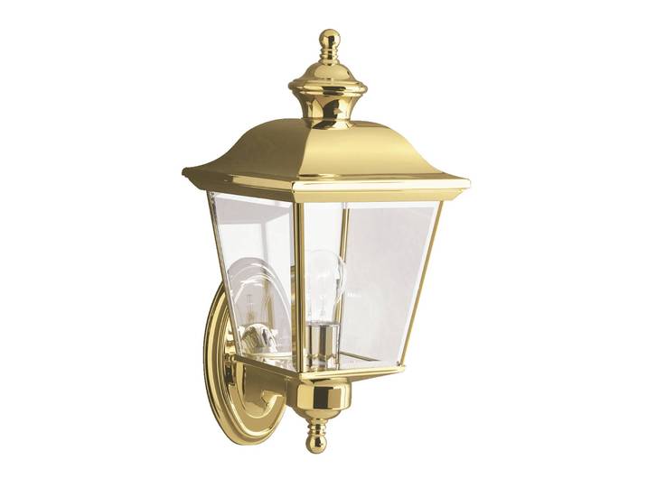 KICHLER Außenwandlampe Bay Shore Fassung oben gold poliert Shore, dimmbar, messing / gold, Messing, Antik